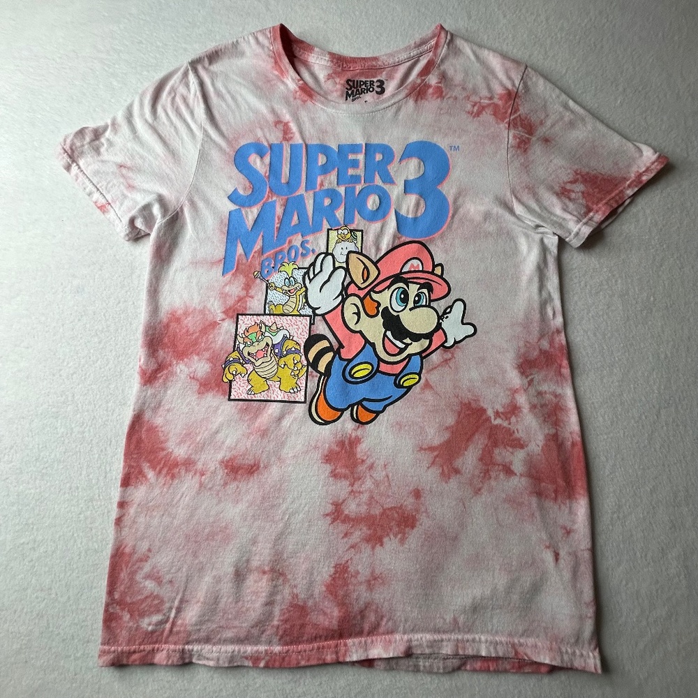 Nintendo Super Mario Brothers 3 brand Small Tie-Dyed Graphic Shirt Bowser - Picture 1 of 10